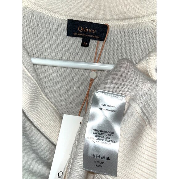 NWT Quince Cashmere Polo Sweater Ivory Mongolian Luxury Pullover Womens M - Picture 4 of 10